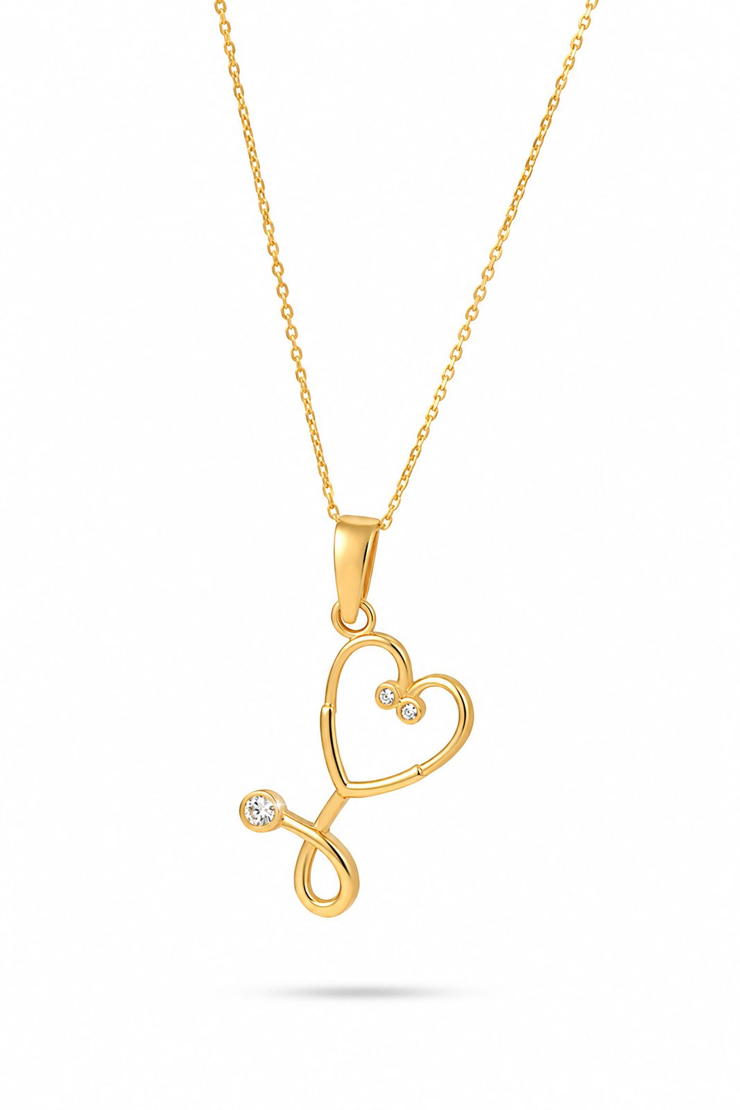 Dije Estetoscopio Corazón en Oro Amarillo con Diamantes