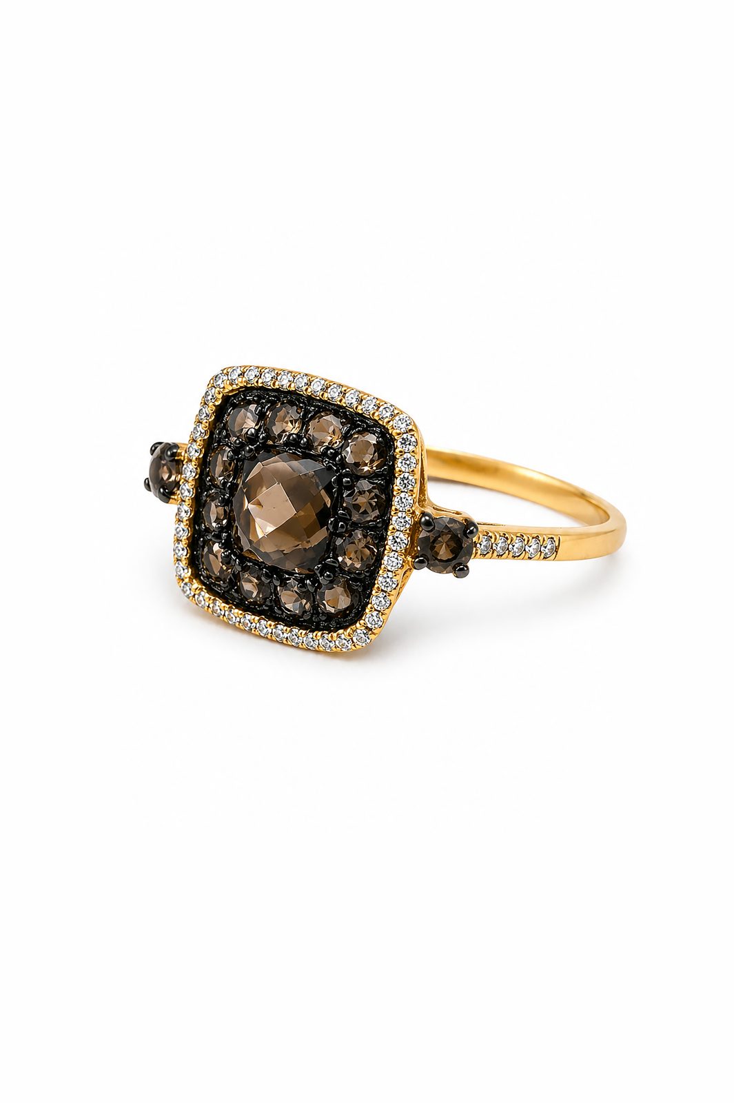Sortija Statement con Topacios Ahumados y Diamantes