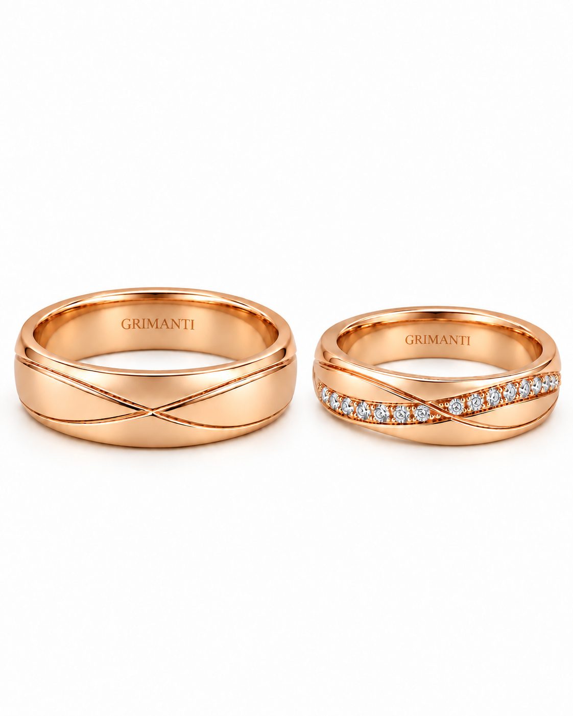 Aros de matrimonio Entrelazados en Oro Naranja 18k