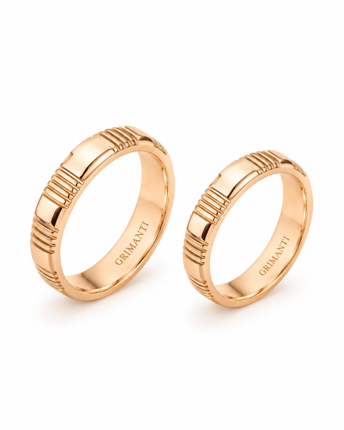 Aros de matrimonio Alianza Estriada en Oro Naranja 18k