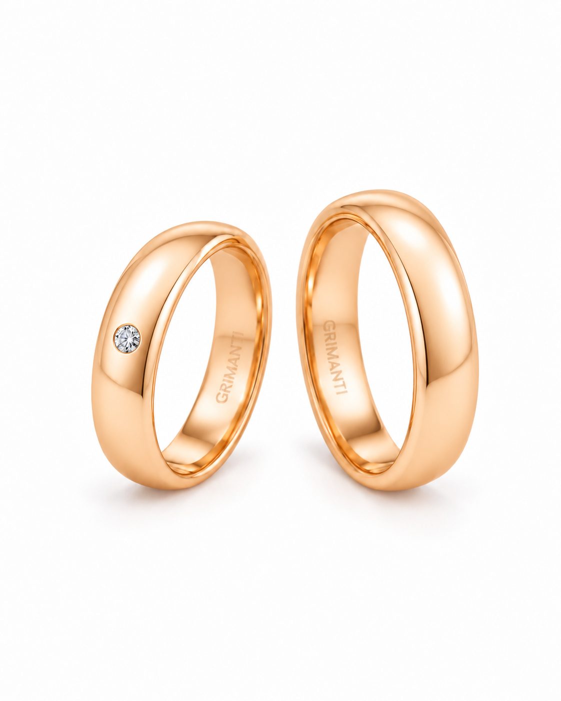 Aros de matrimonio Solitario Central en Oro Naranja 18k