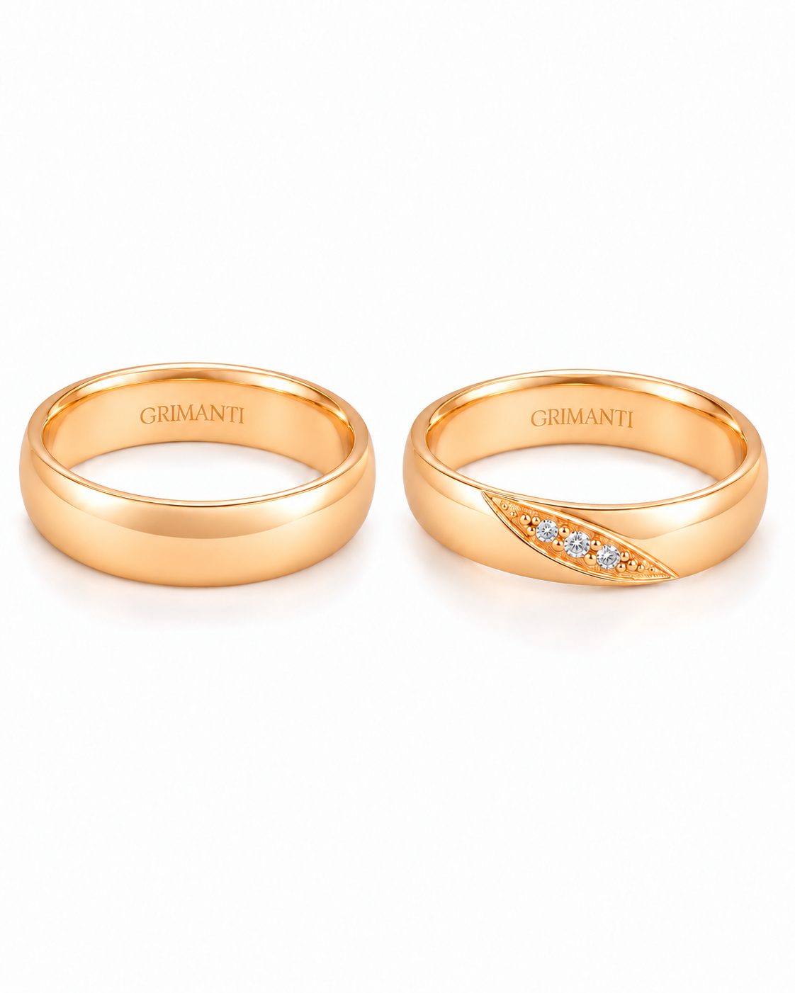 Aros de matrimonio Alianza Clásica con Detalle de Diamantes en Oro Naranja 18k