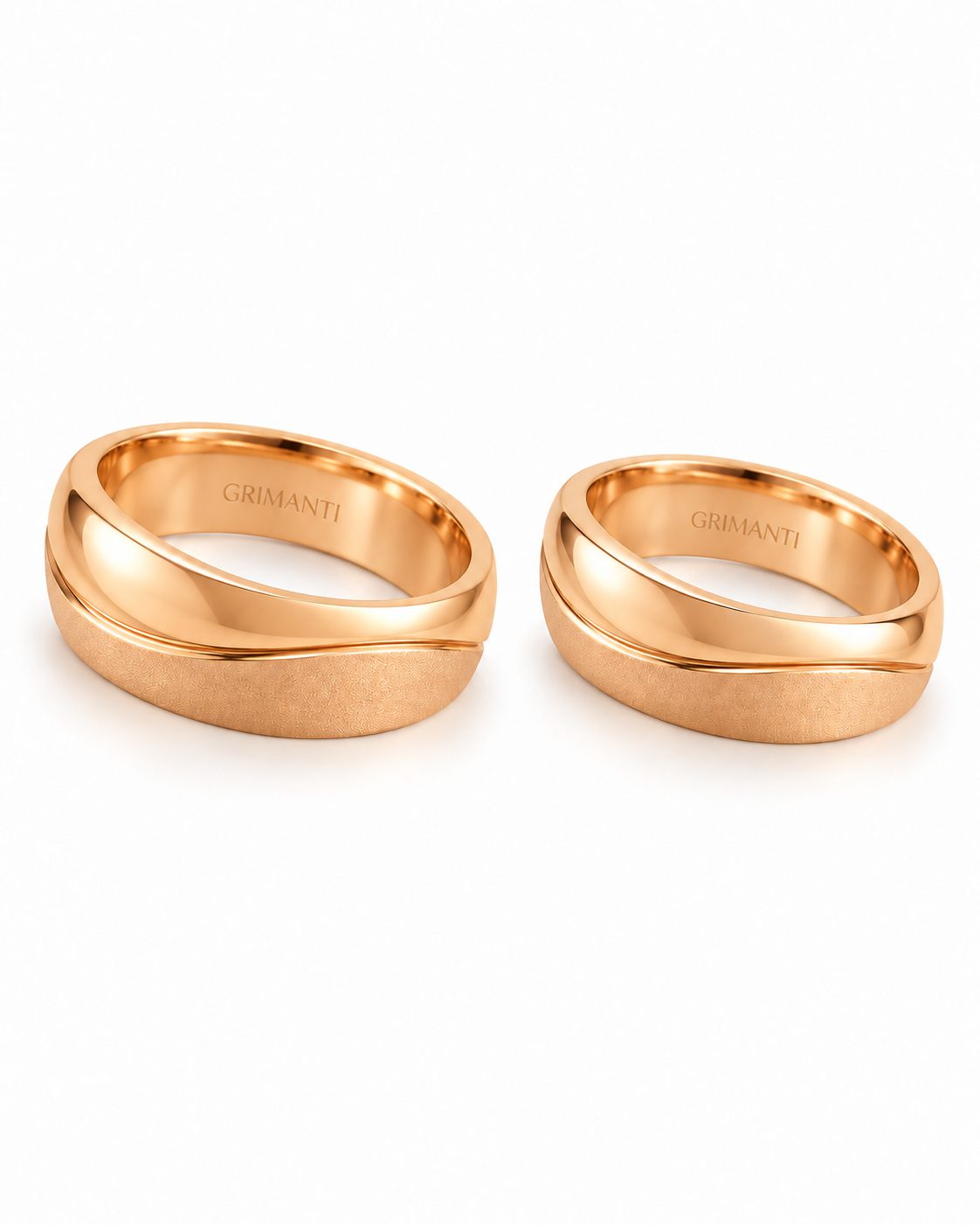 Aros de matrimonio Duo Texturizado Ondulado en Oro Naranja 18k