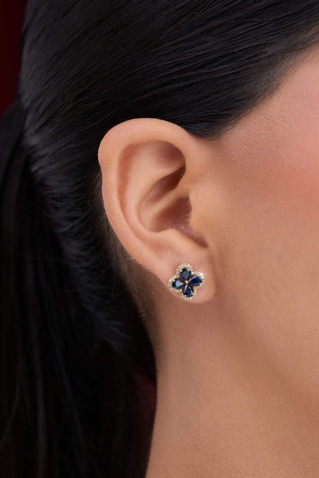 Aretes Zafiro Trebol Gota