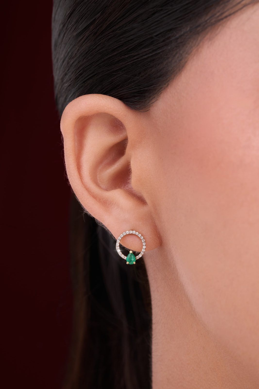 Aretes circulo y gota esmeralda