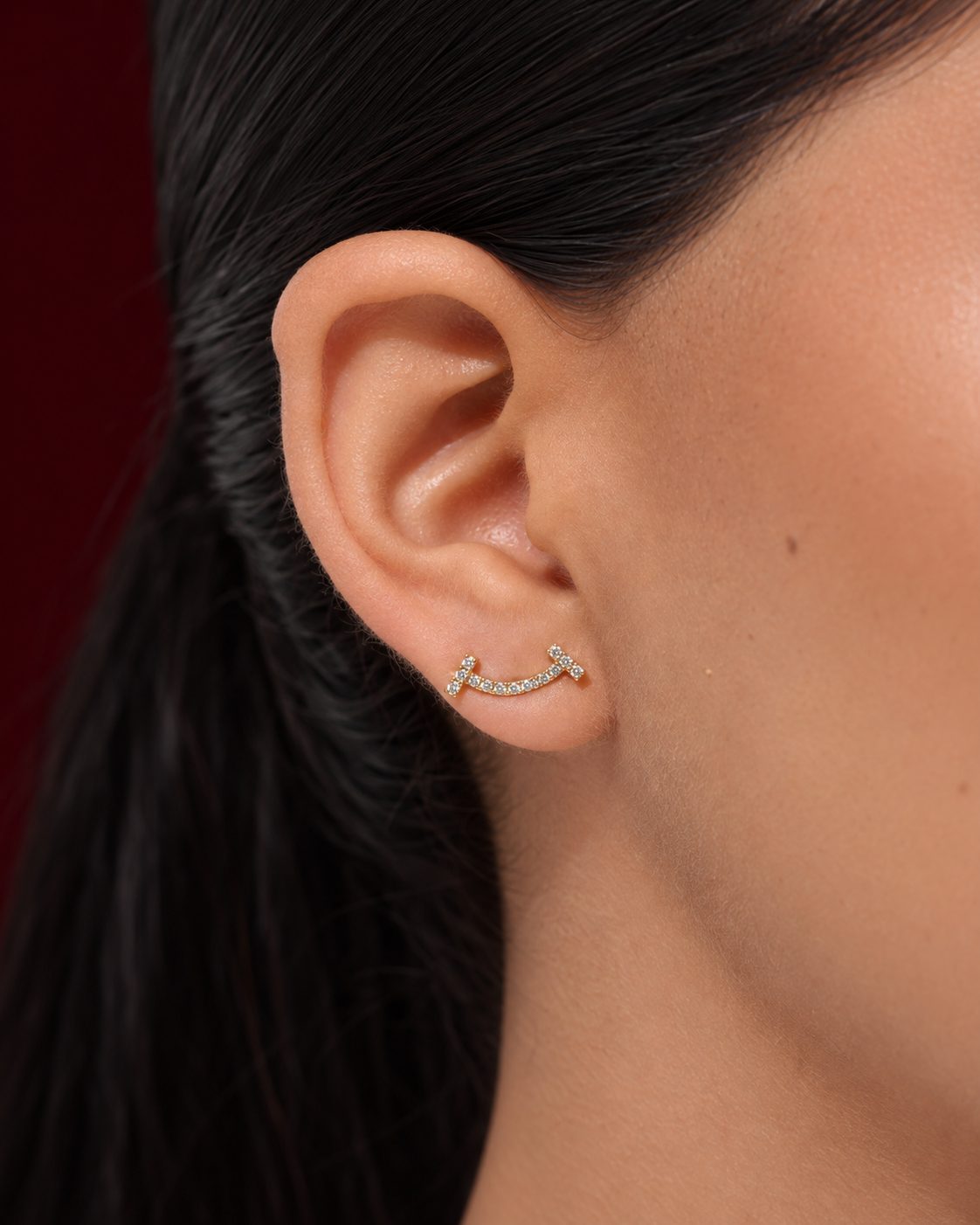 Aretes T Smile Diamantados