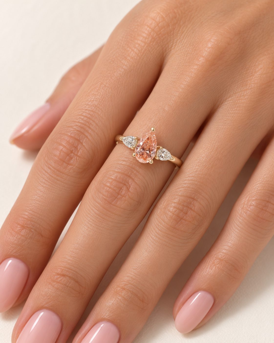 Anillo con Diamante Rosado