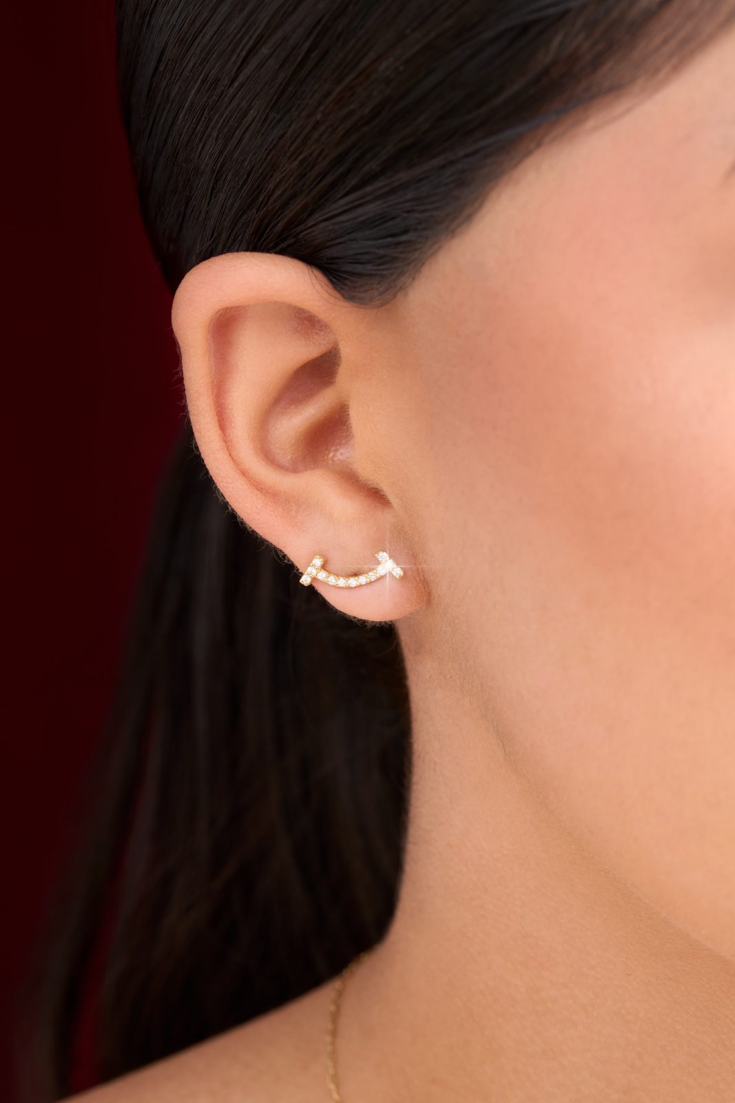 Aretes T Smile Diamantados
